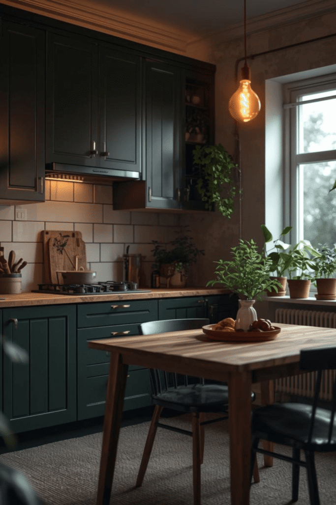 1) Modern Green Kitchen Design
