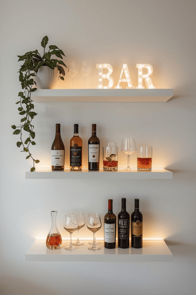 3.Creating a Chic Home Bar with Minimalist Shelves