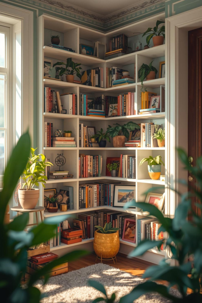 3.Plant Display Ideas Using Corner Shelves