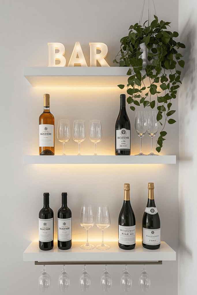 4.Transform Your Wall into a Stylish Bar Area