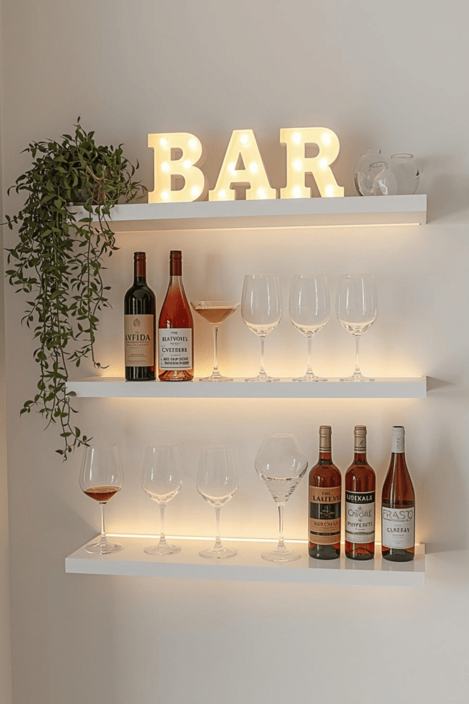 6.Tips for Organizing a Small Home Bar with Wall Shelves
