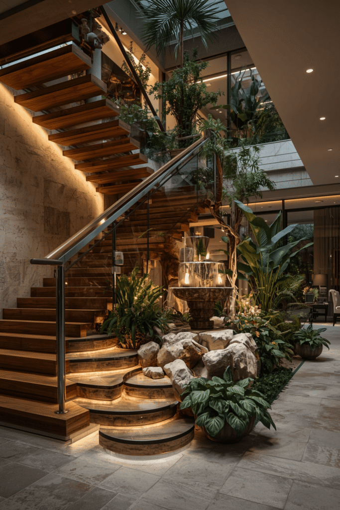 A Full Indoor Garden With Stepping Stones and Ground Cover