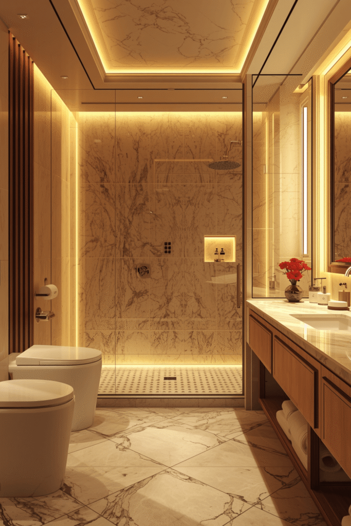 A backlit mirror with integrated LED