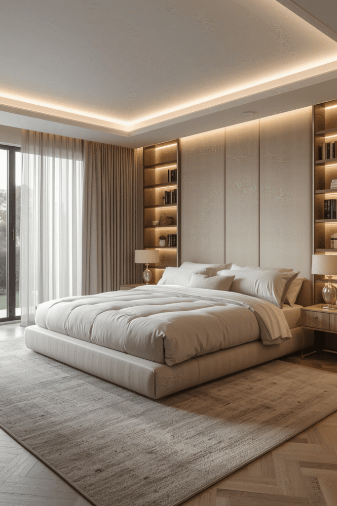 . A faux fur or sheepskin throw at the foot of the bed