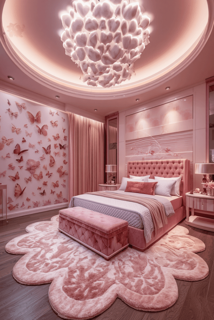 A four-poster bed frame or an upholstered canopy bed