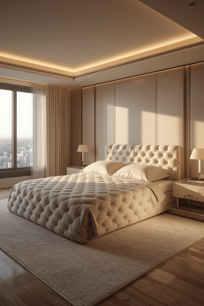 A two-tone bubble bed with a contrasting piping detail