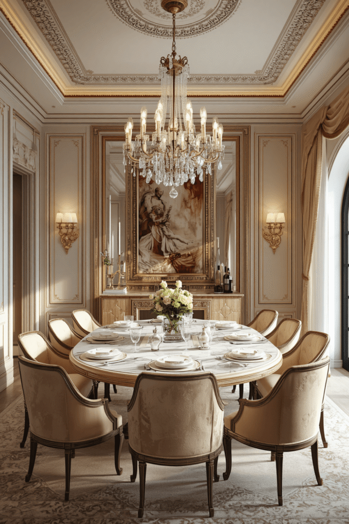 Built-in banquette seating along one wall