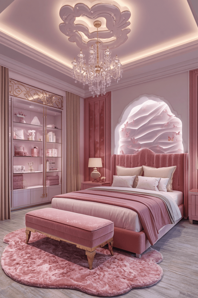Floor-length velvet or linen curtains in blush, mauve, or dusty pink