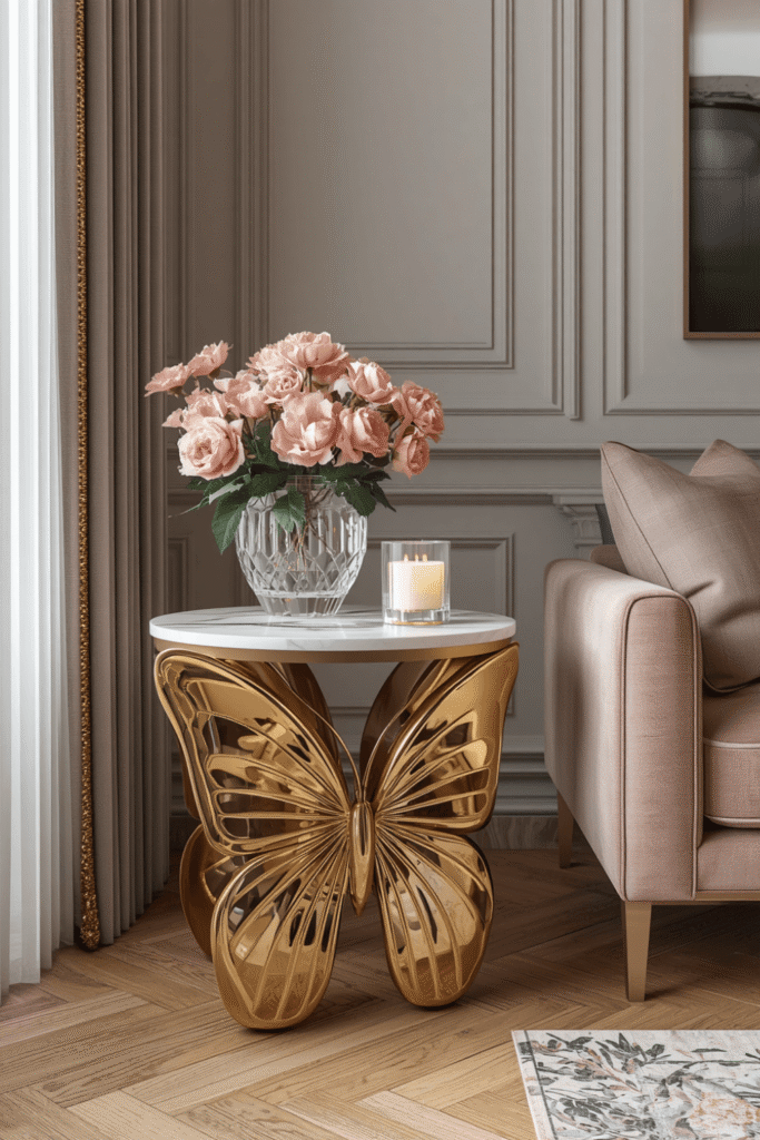 In a dressing room or walk-in closet as a decorative surface