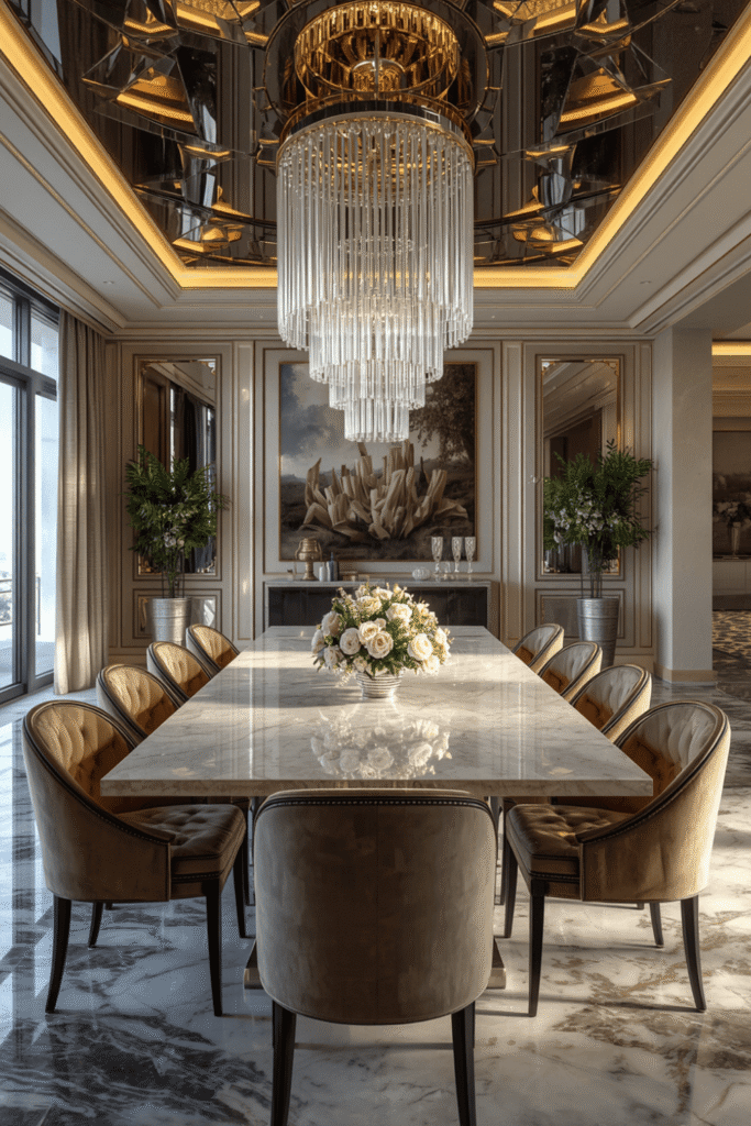 Mixed metal finishes across the furniture.