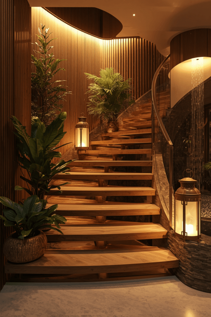 The Indoor Courtyard Under a Glass Staircase
