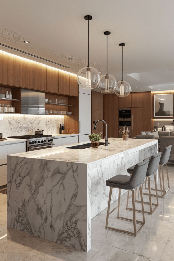 White Kitchen Cabinets and Island Combinations
