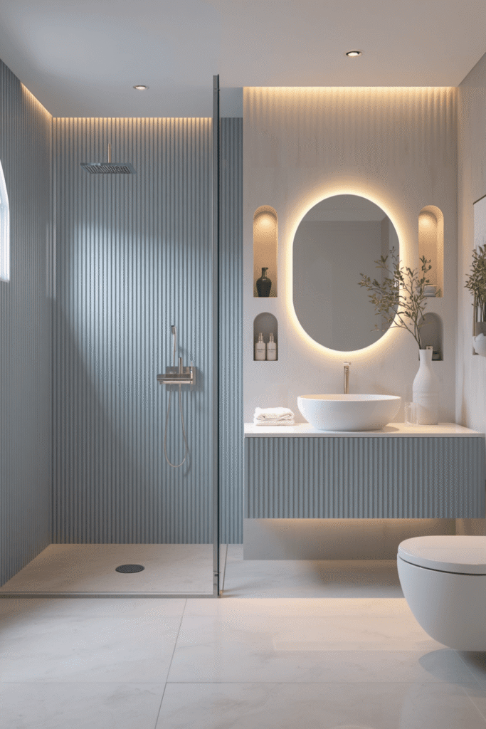 1. Add vertical lighting on both sides of your mirror