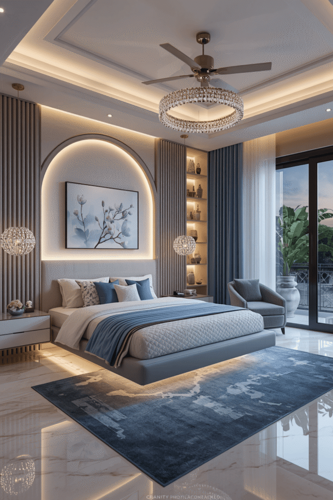 2. Balance dark walls with lighter bedding