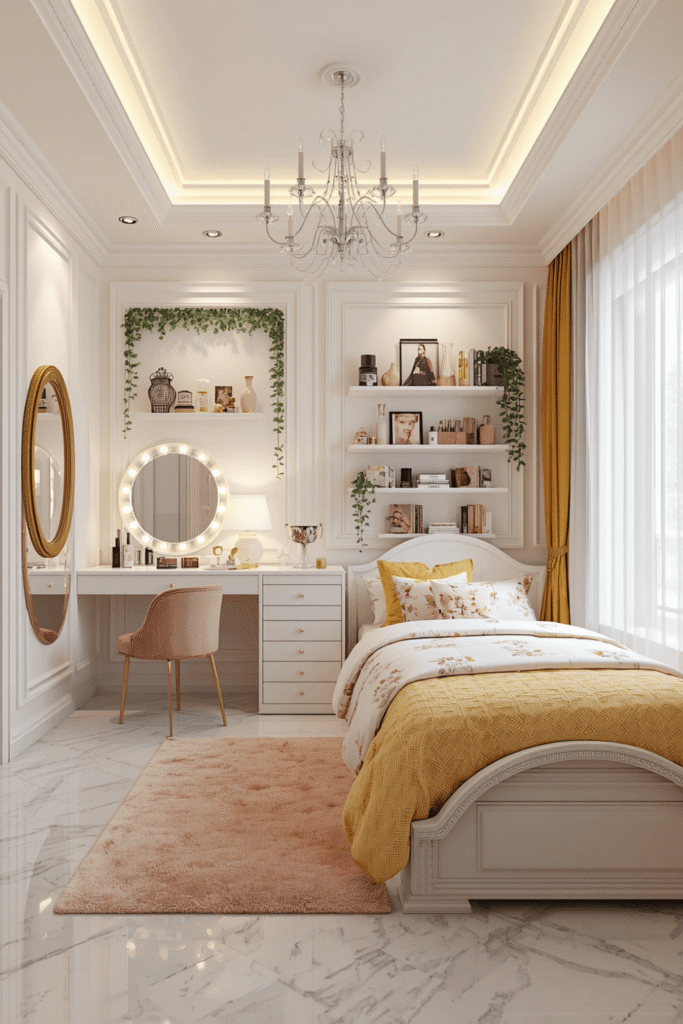 3. Add curved furniture silhouettes for softness without needing more pattern