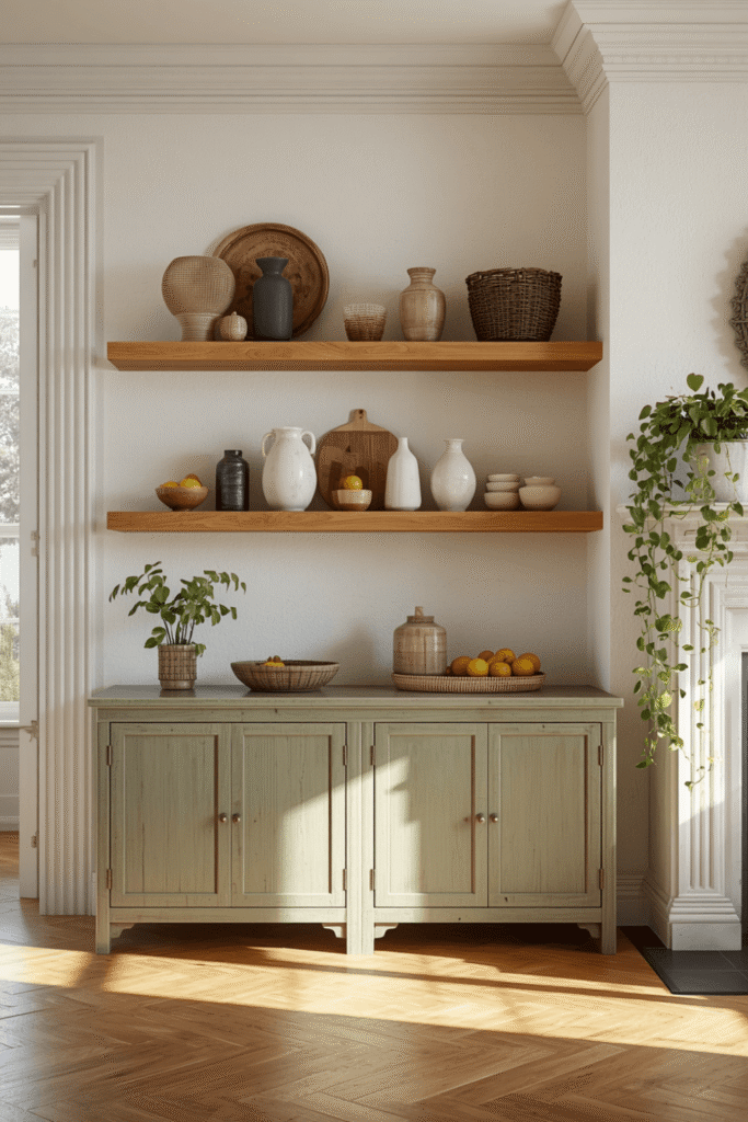 3. Consider open shelving for a portion of your upper cabinets