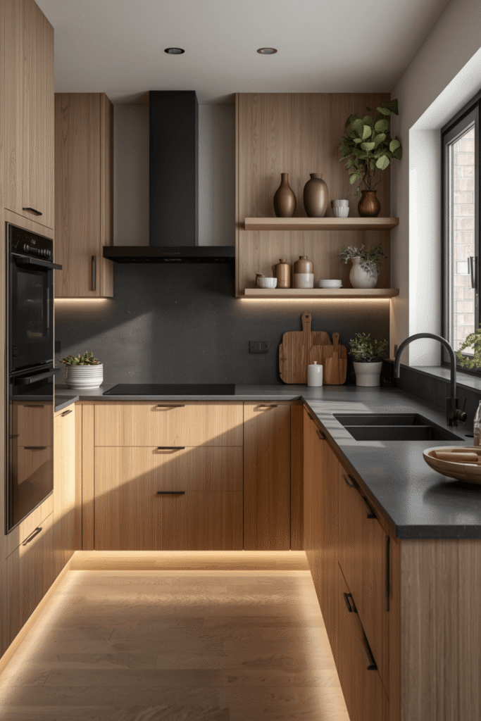 3. Scandinavian Kitchen Design with Natural Wood Cabinets