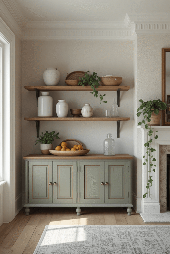 5. Add wood accents to balance painted cabinetry