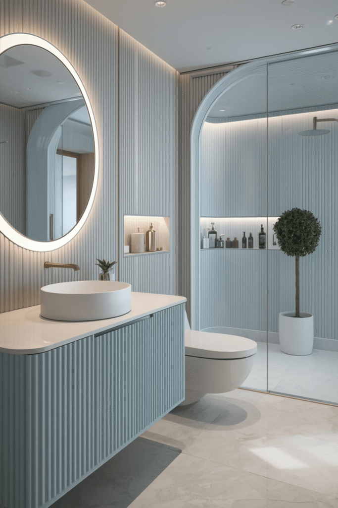 5. Consider a lighted mirror for smaller bathrooms without much wall space
