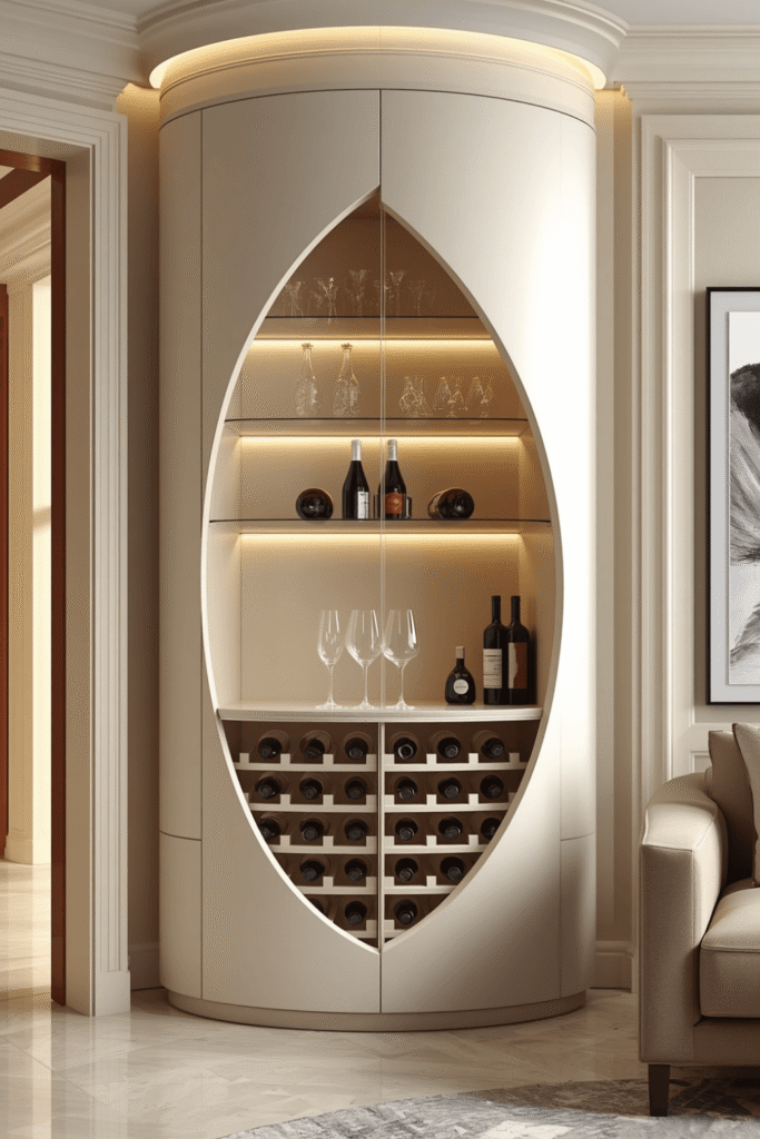 Floating Wine Shelf with Built In Stemware Holder