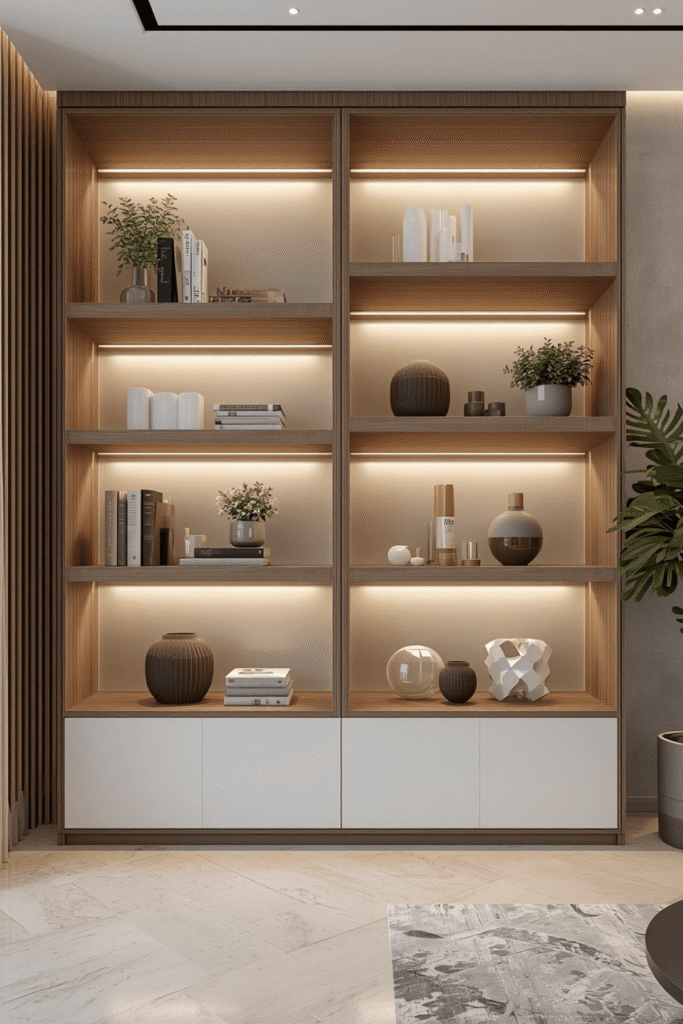 Floating shelf gallery wall