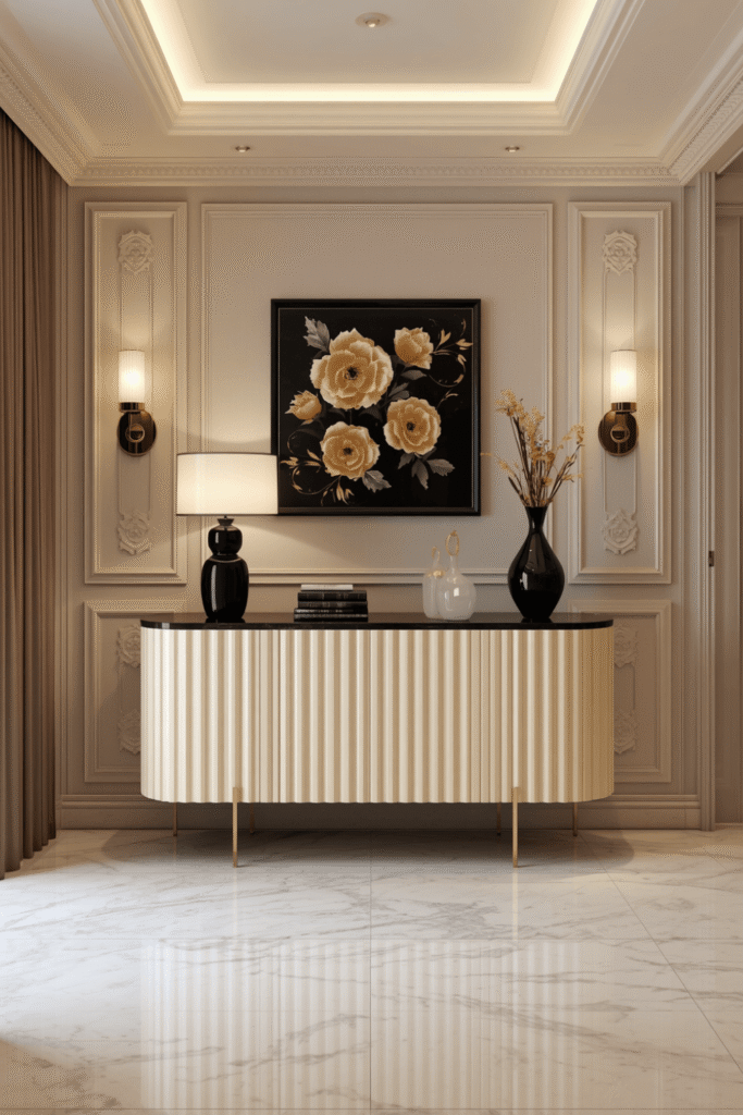 Floral Wall Decor Above the Console