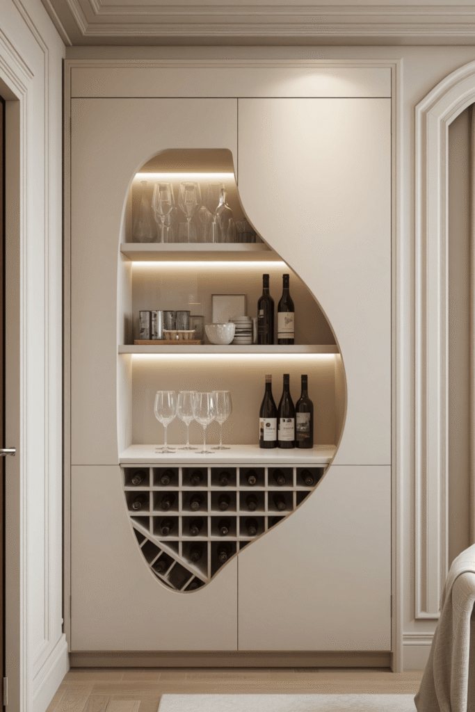Hanging Wine Glass Rack with Bottle Shelf Combo