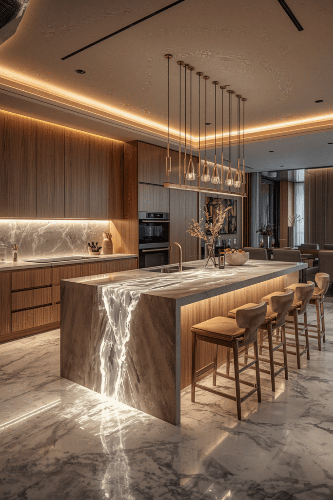 Islands with Integrated LED Toe-Kick Lighting