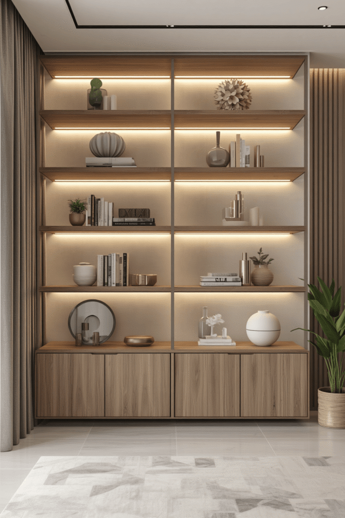 Layered shelves at different depths