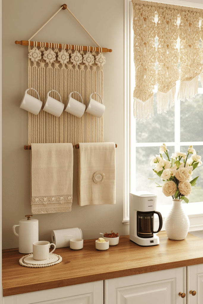 Macrame Curtain for Open Shelving