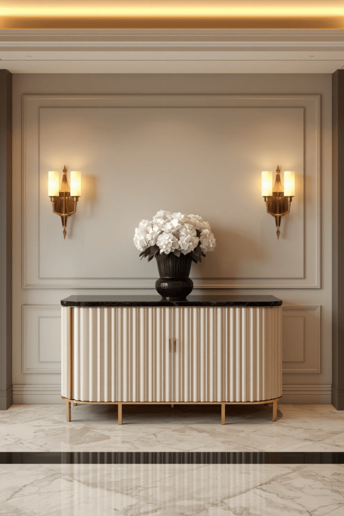 Marble Top Console with Curved Legs