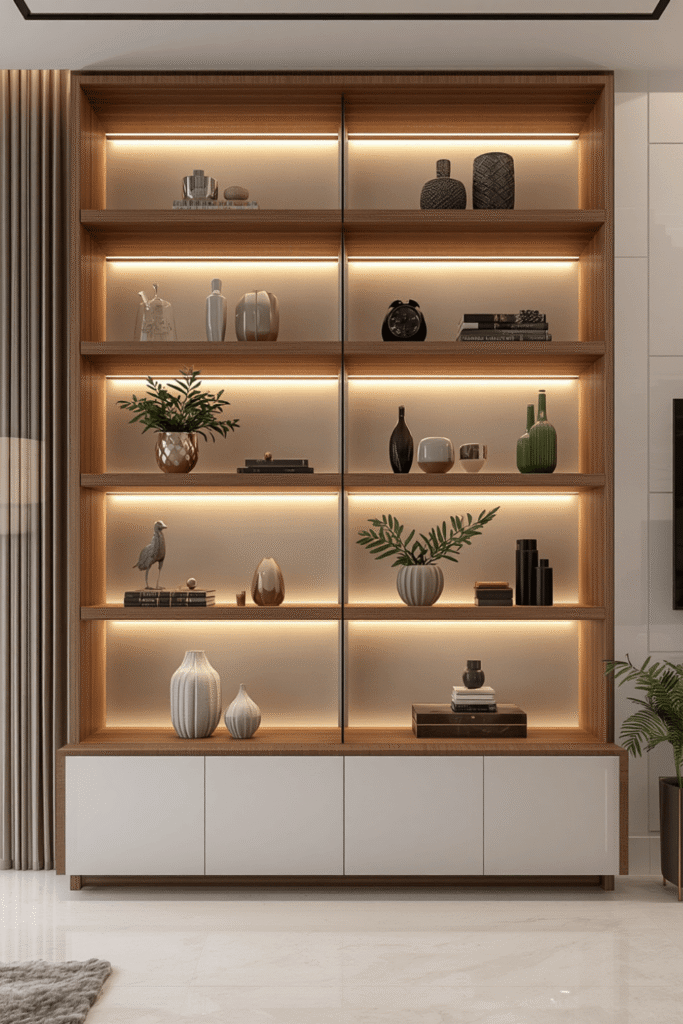 Matte white shelf with ceramic vase