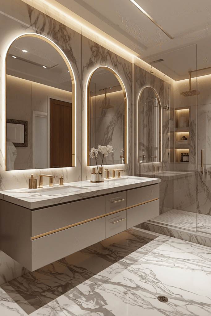Modern Marble Bathroom with Matte Black Accents