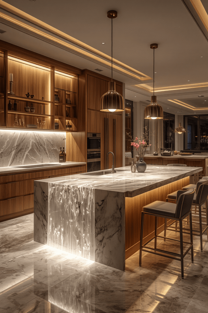 Open Shelving with Accent LED Lighting