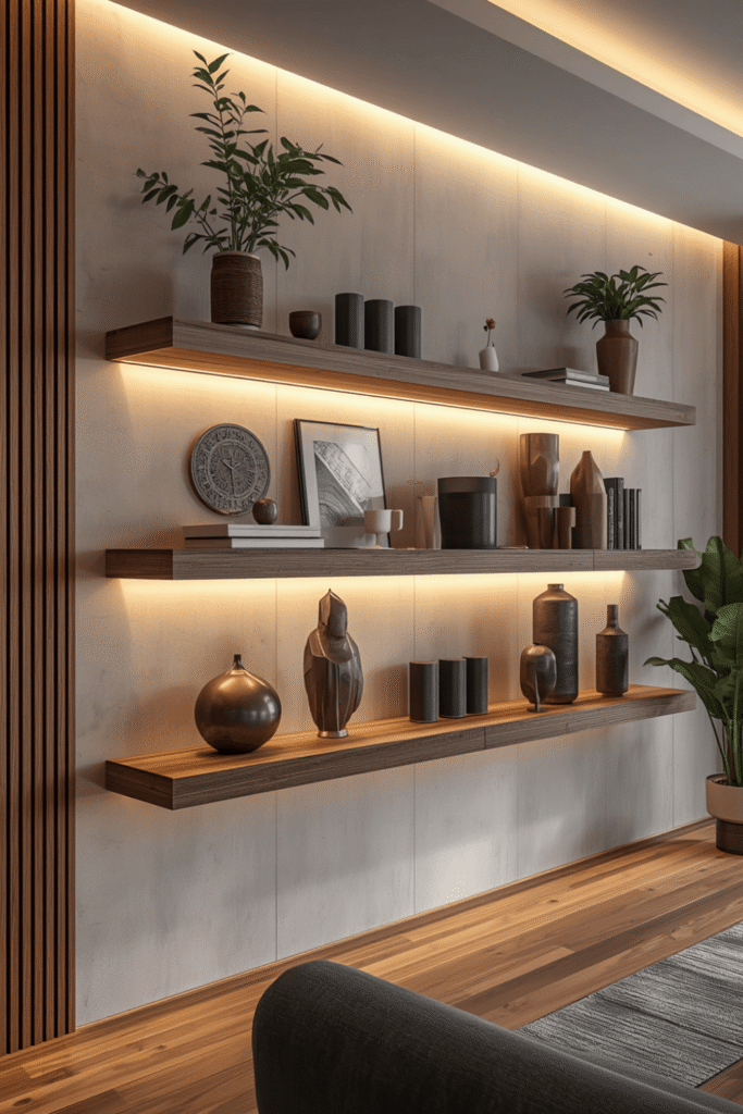 Shelf styled with books and a single sculptural object