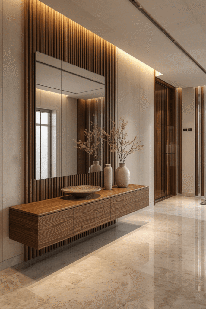 Slat wall in a deep espresso tone