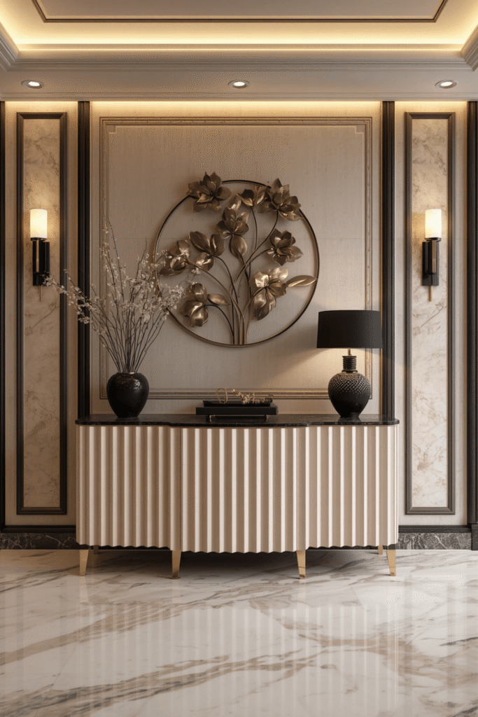 Textured Wall Panel Behind the Console