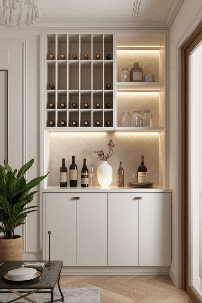 Wooden Wine Cabinet with Glass Doors