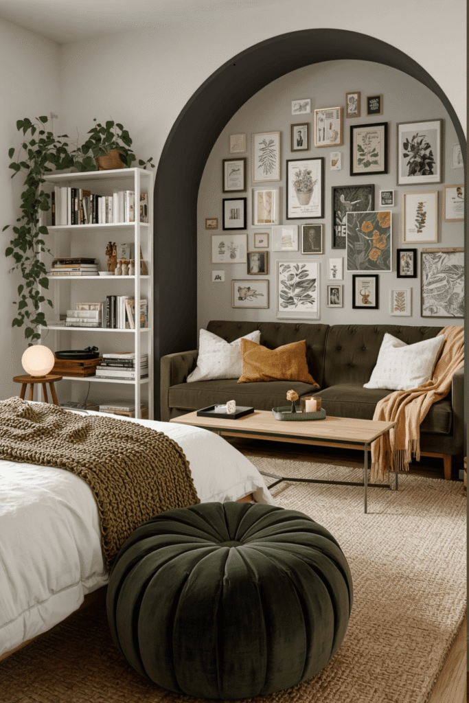 8. Olive Green Living Room Styling