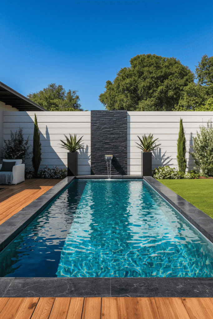 2. Modern Pool Water Feature