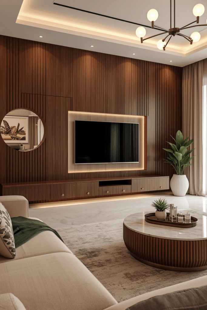2. Wood Panel TV Wall Treatments