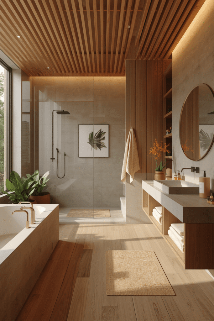4. Natural Wood Bathroom