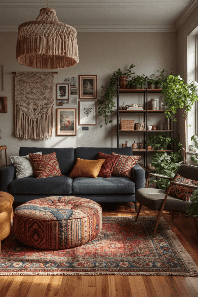 5. Gray Sofa Boho Decor