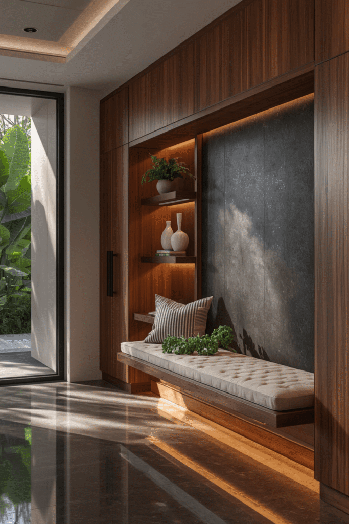 Dark Wood Mudroom for Drama